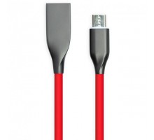 Кабель PowerPlant USB - microUSB, 2м, силікон, червоний