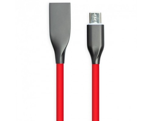 Кабель PowerPlant USB - microUSB, 2м, силікон, червоний