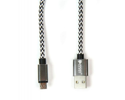 Кабель PowerPlant USB 2.0 AM/Micro B, двосторонній, 1м, сірий