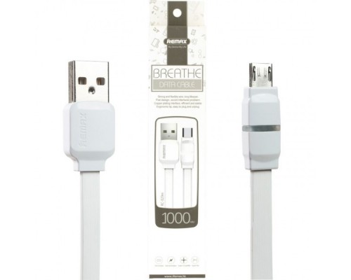 Кабель Remax RC-029m USB to MicroUSB 1m белый