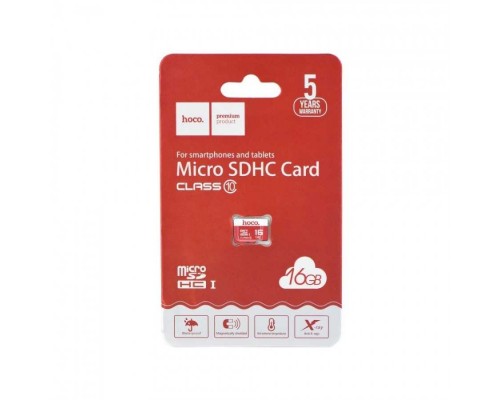 Карта Пам'яті Hoco MicroSDHC 16gb 10 Class Червоний