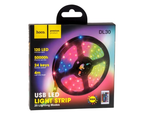 LED Стрічка Hoco DL30 4м 5050 USB + пульт ДК