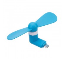 Мобильный вентилятор MicroUSB синий, от телефона / повербанка / ноутбука и др.