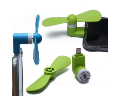 Мобильный вентилятор MicroUSB зеленый, от телефона / повербанка / ноутбука и др.