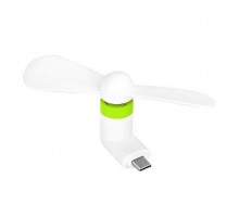 Мобильный вентилятор Type-C бело-зелёный, от телефона / повербанка / ноутбука и др.