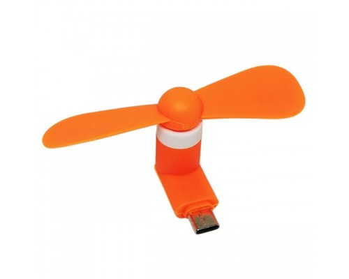 Мобильный вентилятор Type-C оранжевый, от телефона / повербанка / ноутбука и др.