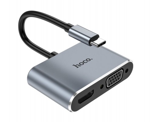 Мультиадаптер хаб Hoco HB29 2в1 Type-C to HDMI (F)/VGA (F) 0.15m