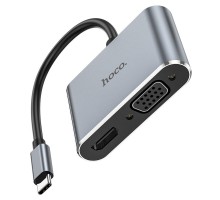 Мультіадаптер хаб Hoco HB30 4в1 Type-C to USB 3.0 (F) / VGA (F) / Type-C (F) PD 100W 0.15m