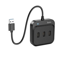 Мультиадаптер хаб Hoco HB31 4в1 USB to USB 3.0 (F)/3 USB 2.0 (F) 0.2m