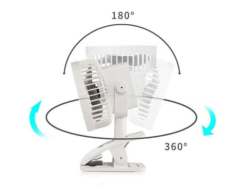 Портативный настольный вентилятор GXQC D607 4000 mAh с прищепкой, на аккумуляторе, беспроводной, белый