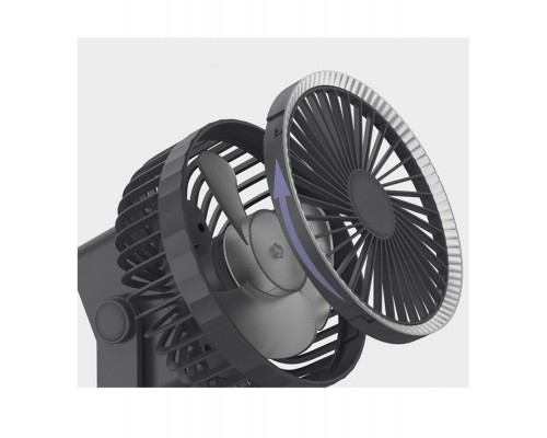 Настільний бездротовий вентилятор на акумуляторі GXQC D607 4000 mAh з прищіпкою темно-сірий