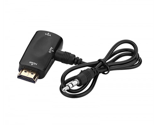 Перехідник PowerPlant HDMI-VGA+Audio з аудіо кабелем 0.5м