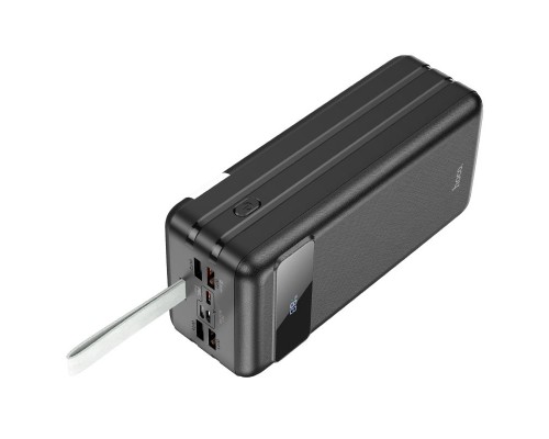 Повербанк Hoco J86B (60000mAh/Out: 4xUSB-A 22.5W QC3.0,Type-C PD 20W/In: Lightning, micro-USB, Type-C 18W) з LED Дисплеєм та ліхтариком, Чорний