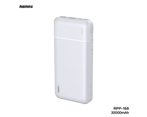 Повербанк Remax RPP-166 Lango (20000 mAh/Out: 2USB 5V/2.1A/In: Type-C, micro-USB 5V/2.1A) з LED індикатором, Білий
