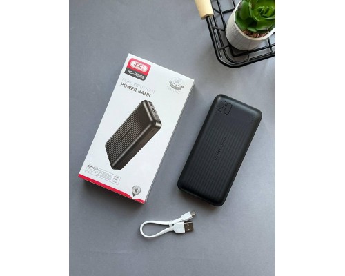 Повербанк XO PB302 (20000 mAh / Out: 2USB 5V/2A / In: Type-C, micro-USB 5V/2A ) с LED индикатором, Чёрный