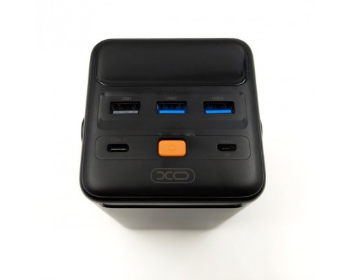Повербанк XO PR168 (50000mAh/Out: 3xUSB-A 22.5W QC3.0,Type-C PD 20W/In: micro-USB, Type-C 18W) з LED Дисплеєм та ліхтариком, Чорний