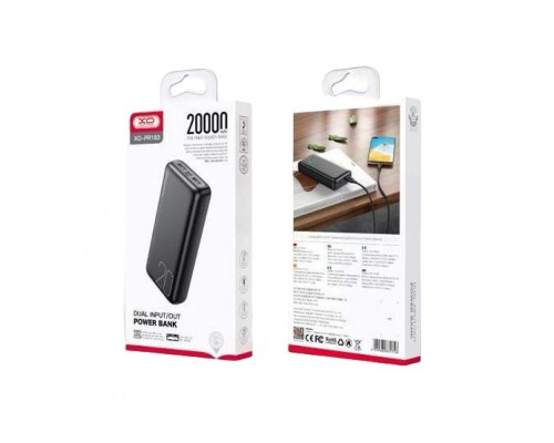 Повербанк XO PR183 (20000 mAh / Out: 2USB 5V/2.1A / In: Type-C, micro-USB 5V/2.1A ) с LED индикатором, Чёрный