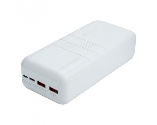 Повербанк XO PR189 (30000mAh/Out: 2USB-A 22.5W QC3.0, Type-C PD 20W/In: micro-USB, Type-C 18W) з LED індикатором, Білий