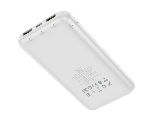 Повербанк Hoco J82 Easylink (10000 mAh / Out: 2USB 5V/2A / In: Type-C, micro-USB 5V/2A ) с LED индикатором, Белый