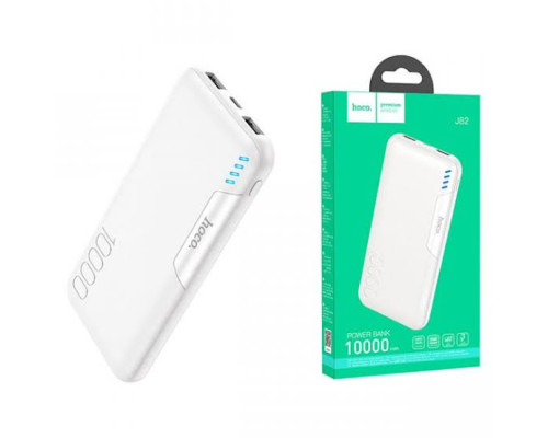 Повербанк Hoco J82 Easylink (10000 mAh / Out: 2USB 5V/2A / In: Type-C, micro-USB 5V/2A ) с LED индикатором, Белый