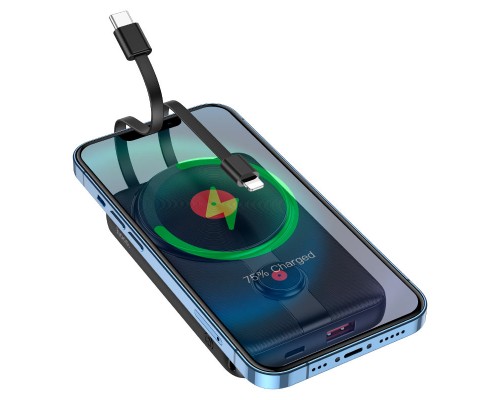 Повербанк Hoco J92 MagSafe Wireless Charger (10000 mAh / Out: USB 22.5W, Cable-Type-C 20W, Cable-Lightning / In: Type-C, Cable-Type-C 18w) с Дисплеем, Чёрный