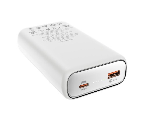 Повербанк Hoco Q1A Kraft (20000 mAh / Out: USB-A 22.5W, Type-C 20W / In: Type-C 20W ) с LED Дисплеем, Белый