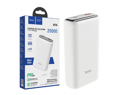 Повербанк Hoco Q1A Kraft (20000 mAh / Out: USB-A 22.5W, Type-C 20W / In: Type-C 20W ) с LED Дисплеем, Белый