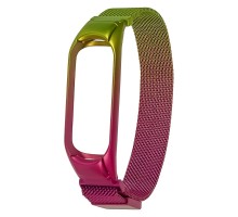 Ремешок Миланская петля радужная для Xiaomi Mi Band 3/ 4 № 33 зелёно-фиолетовый