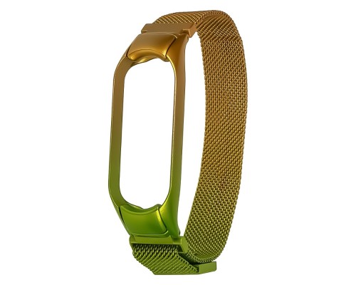 Ремінець Міланська петля райдужна для Xiaomi Mi Band 5/6 №34 золотисто-зелений