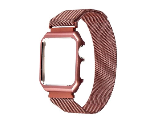 Ремінець Міланська петля із захисною рамкою для Apple Watch 44mm рожевий