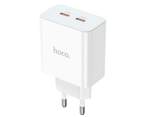Сетевое зарядное устройство Hoco C108A 2xType-C PD 35W белое
