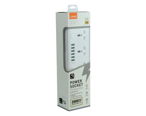 Мережевий Подовжувач LDNIO SC5614 5 socket / 6 USB Білий