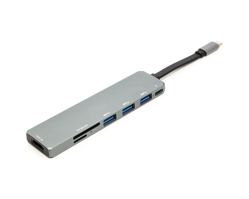 Перехідник PowerPlant USB 3.1 Type-C – USB Hub, HDMI, Card Reader (SD, micro SD)
