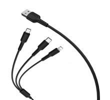 USB Borofone BX16 3-in-1 Easy IP+Micro+Type-C Чорний