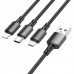 USB Borofone BX16 3-in-1 Easy IP+Micro+Type-C Чорний