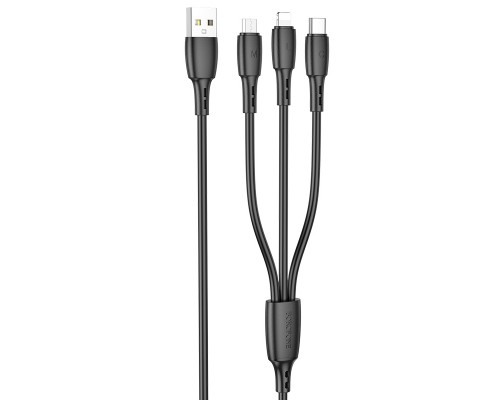 USB Borofone BX71 3-in-1 IP+Type-C+Micro Чорний