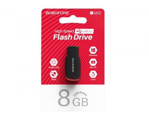 USB Flash Drive Borofone BUD2 USB 2.0 8GB Чорний