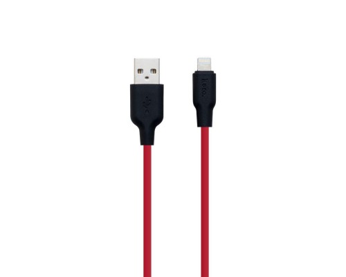 USB Hoco X21 Silicone Lightning Чёрно-Красный