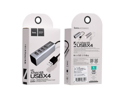 USB Hub Hoco HB1 Line Machine 4USB Сірий