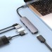 USB Hub Hoco HB27 Type-C multi-function converter(HDMI+USB3.0+USB2.0*2+PD) Металево-сірий