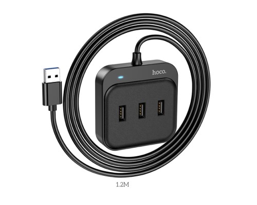 USB Hub Hoco HB31 Easy 4-in-1 converter(USB to USB3.0+USB2.0*3)(L=1.2M) Черный