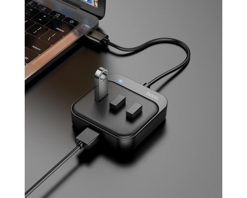USB Hub Hoco HB31 Easy 4-in-1 converter(USB to USB3.0+USB2.0*3)(L=1.2M) Чорний