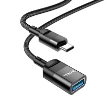 USB подовжувач Hoco U107 Type-C male to USB female USB3.0 (Чорний)