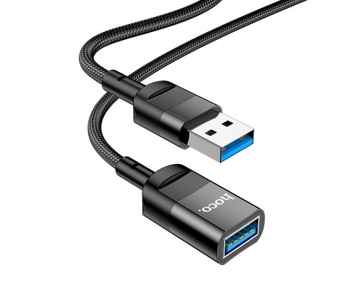 USB подовжувач Hoco U107 USB male to USB female USB3.0 (Чорний)