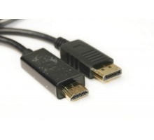 Видео кабель PowerPlant DisplayPort -  HDMI, 1.8м, позолоченные коннекторы, 1.4V