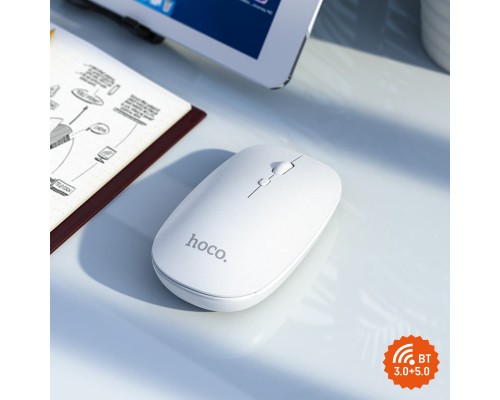 Wireless Мышь Hoco GM15 Art dual-mode business wireless mouse |BT5.0, 2.4G, 800/1200/1600dpi| Белый