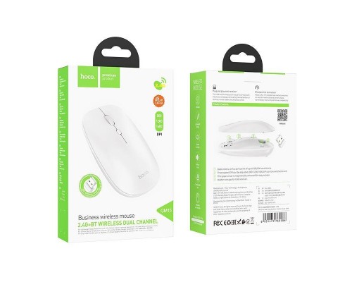 Wireless Мышь Hoco GM15 Art dual-mode business wireless mouse |BT5.0, 2.4G, 800/1200/1600dpi| Белый