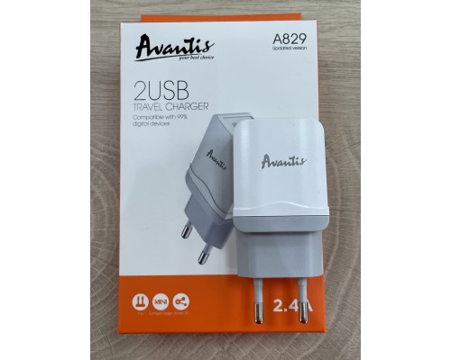 Зарядний пристрій Avantis A829 2USB White