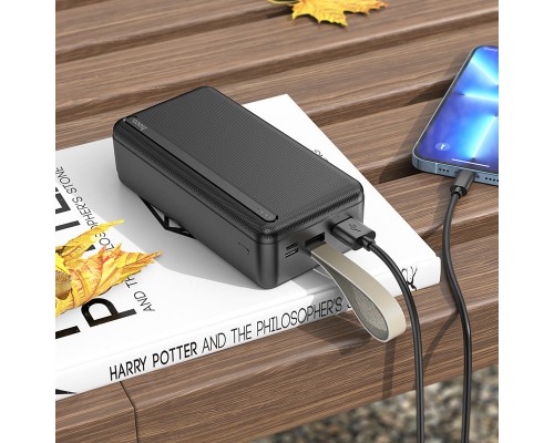 Повербанк Hoco J91B (30000 mAh/Out: 2USB 5V/2A/In: Type-C, micro-USB 5V/2A) з LED індикатором, Чорний