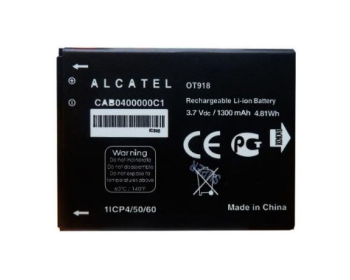Аккумулятор для Alcatel 1009X, 1010D, 1010X, 1035D, 1040D, 1042D, 1046D, 132X, 232X, 1010, 1040X, 1042D, OT132(CAB0400000C1) [Original PRC] 12 мес. гарантии